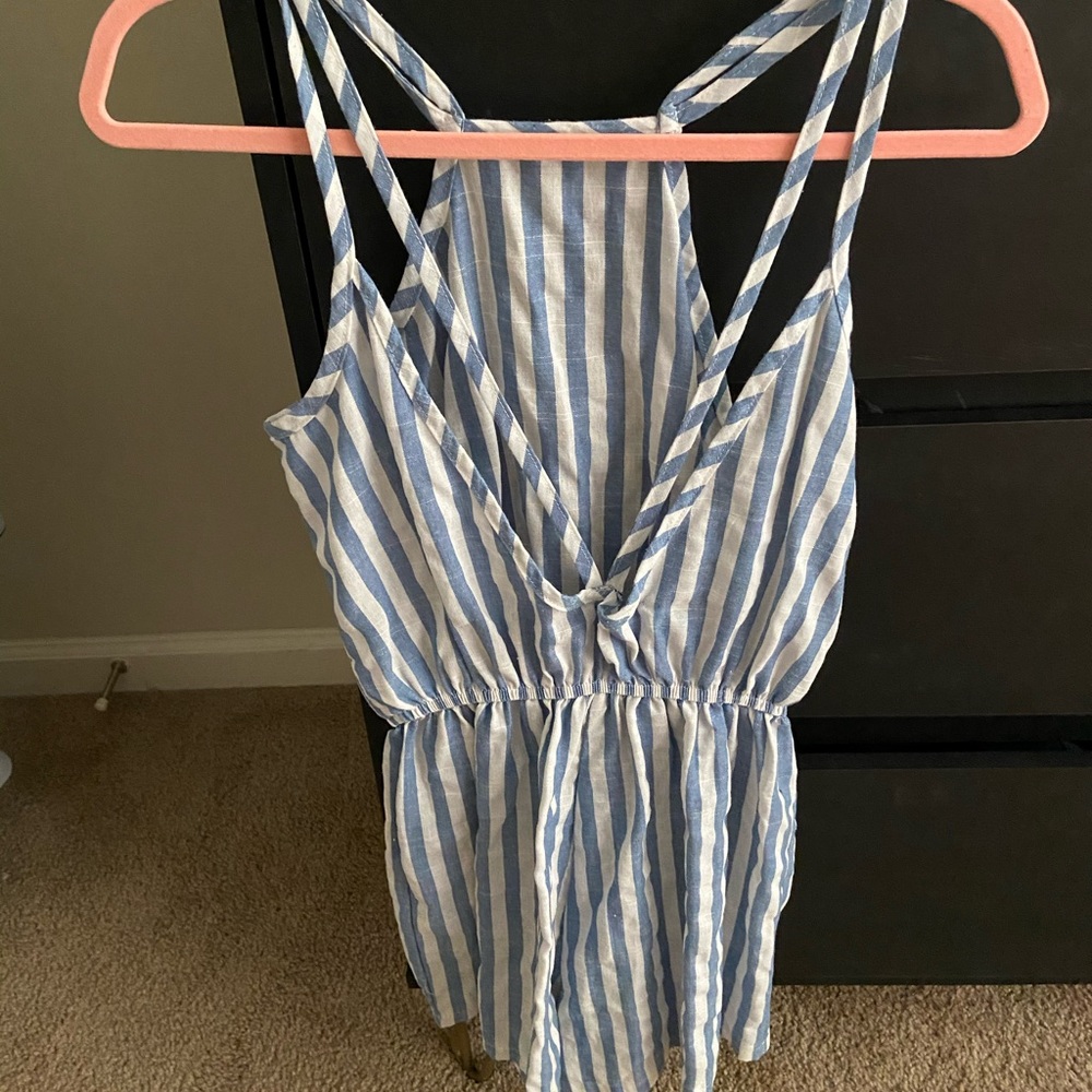 Blue and white romper